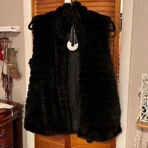 Katydid Black Fur Vest